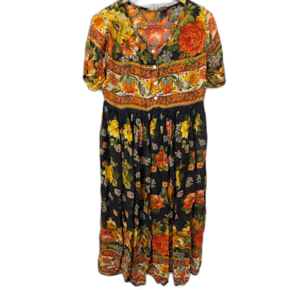BILA VTG Dress Fall Floral Dark Romantic Witchy Practical Magic Medium Autumn